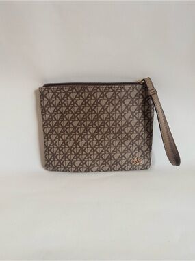 Anne Klein Brown AK Monogram Wristlet